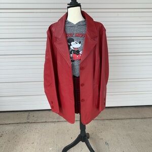 Maggie Barnes Red Genuine Leather Jacket | Size 2X (22/24)
